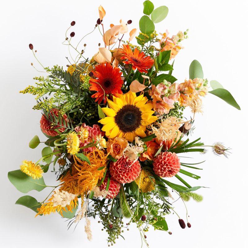 Floral Sunrise Mixed Bouquet & Champagne