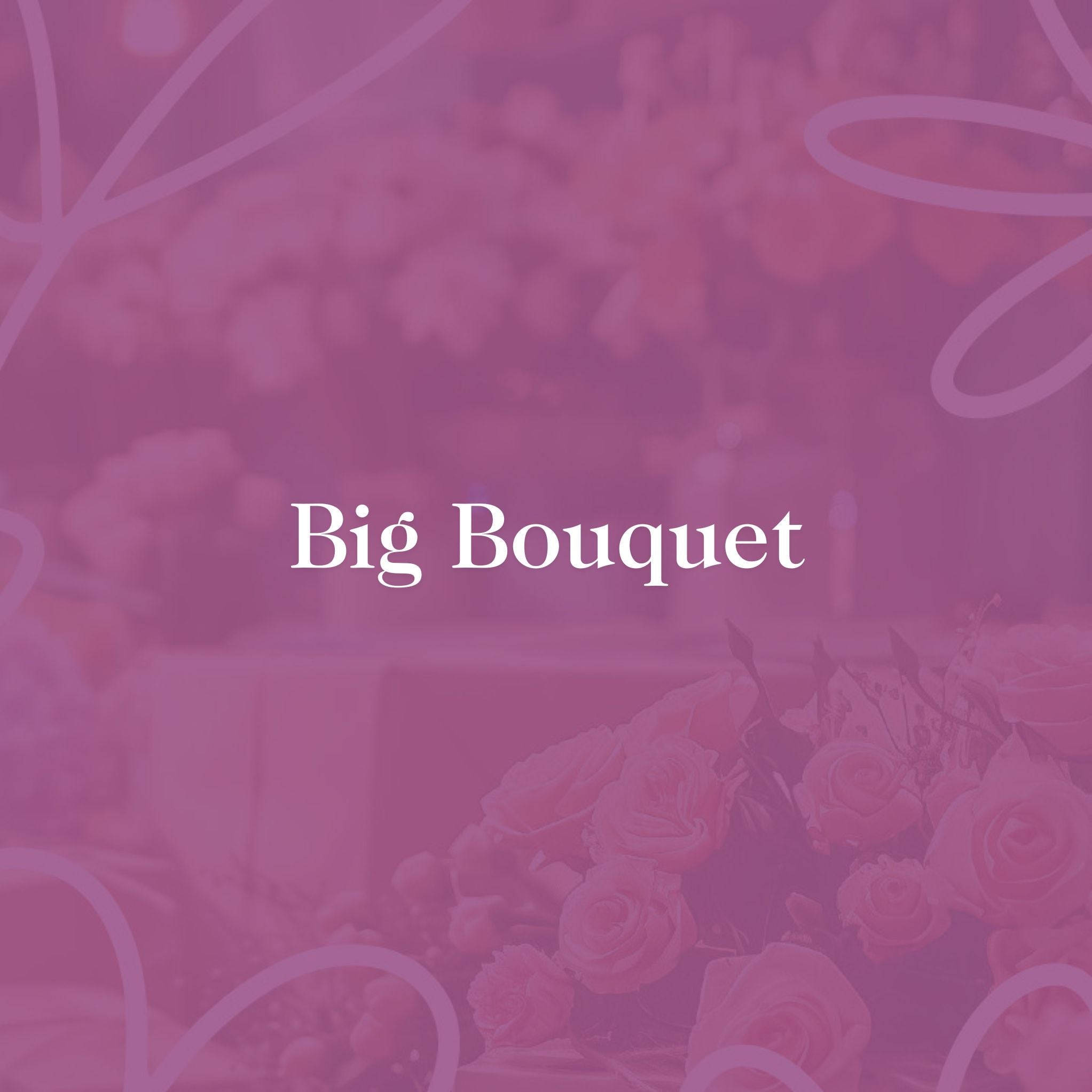 Big Bouquet promotional banner by Fabulous Flowers & Gifts, featuring elegant pink roses in a soft, luxurious setting for upscale gifting.