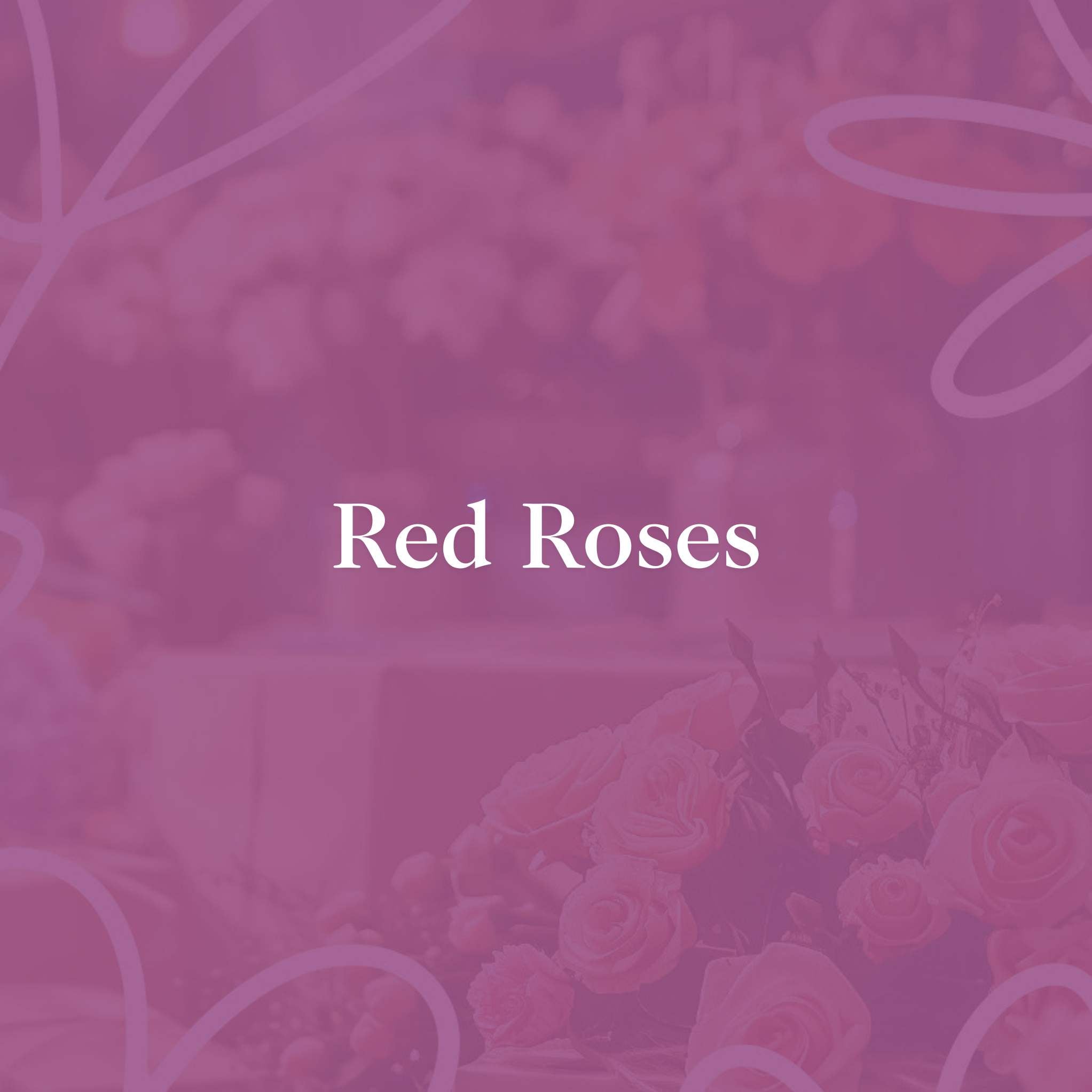 Red Roses text on a pink background with floral elements from Fabulous Flowers and Gifts.