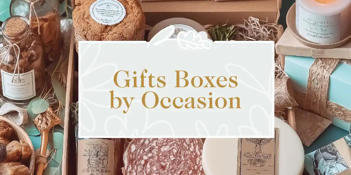 Gift Boxes by Occasion Collection: A beautifully arranged selection of gourmet foods, artisanal snacks, and luxury items in elegant packaging. Fabulous Flowers and Gifts.