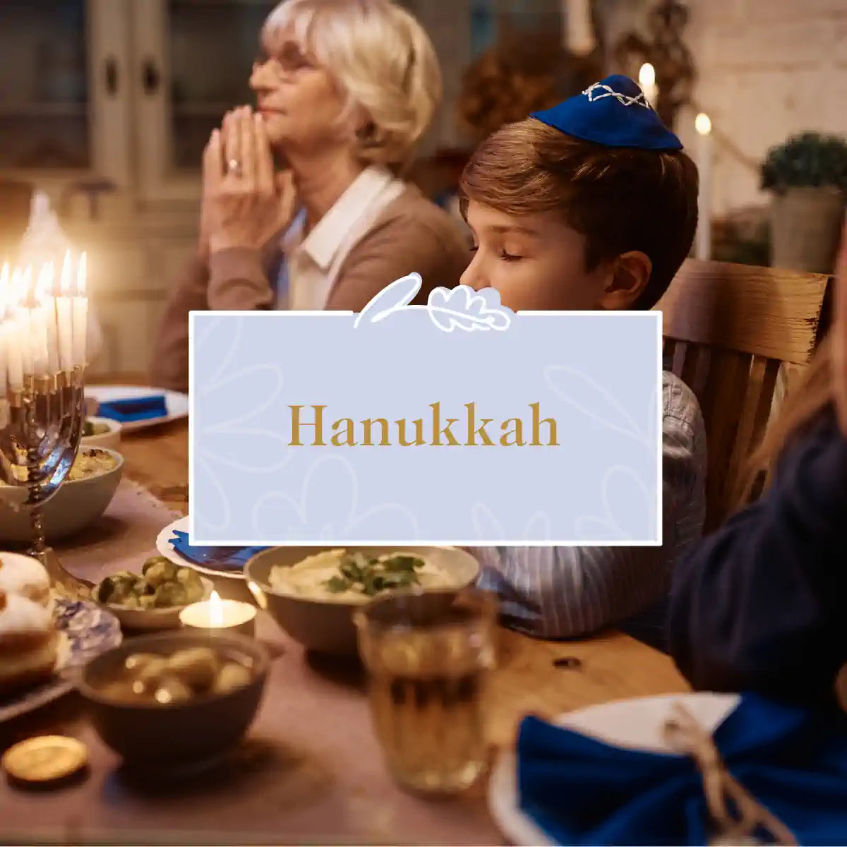 Jewish boy with grandmother praying together, Hanukkah by Fabulous Flowers and Gifts