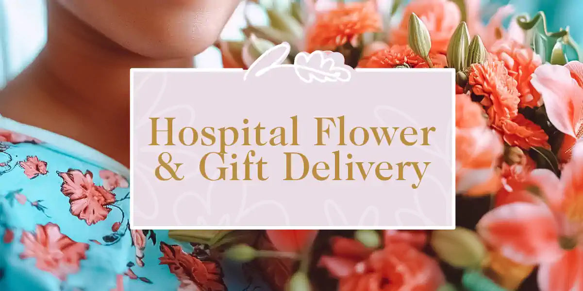 A close-up of a woman holding a bouquet of bright orange flowers, suitable for a hospital delivery. Fabulous Flowers and Gifts - Hospital Flower & Gift Delivery