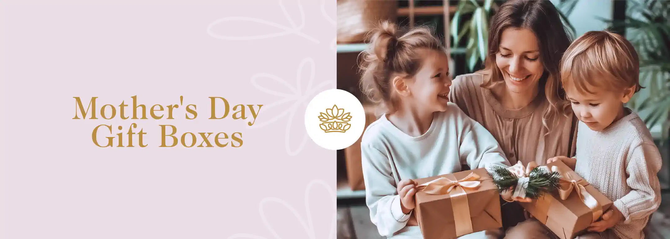 A heartwarming scene of a mother and her children smiling together as they open a Mother's Day gift box, capturing the essence of family love and celebration - Fabulous Flowers and Gifts.