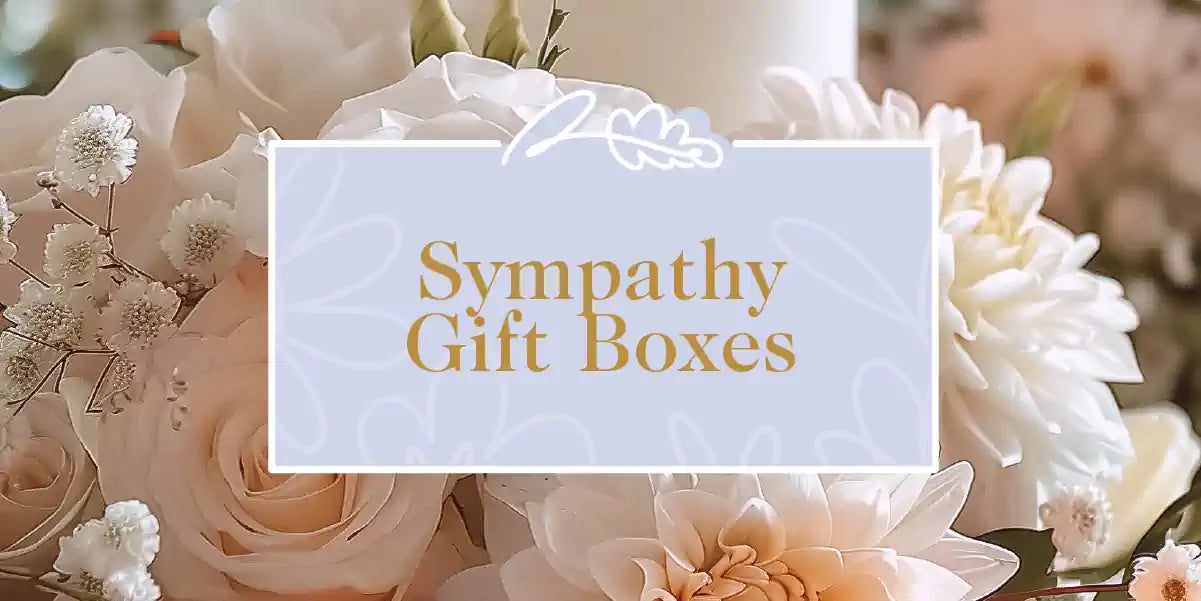 Sympathy gift boxes collection, scene of white flowers symbolising purity and condolences - Fabulous Flowers and Gifts